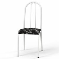 Cadeira Tubular America 056 Branco Assento Preto Flor ARTEF