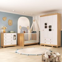 Quarto de Bebê Completo com Berço 3 em 1 para Colchão 130x60cm Sol Multimóveis MP4518