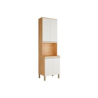 Paneleiro de Cozinha Modulado Napoli Prime c/ 4 Portas e 1 Nicho p/ Forno 66x222cm Amendoa/Off White - Ronipa