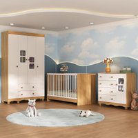 Quarto de Bebê Completo com Berço 3 em 1 com Colchão Incluso Luna Multimóveis MP4536