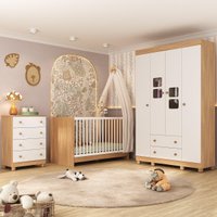 Quarto de Bebê Completo com Berço 3 em 1 para Colchão 130x60cm Sol Multimóveis MP4522
