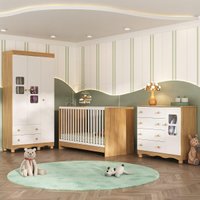 Quarto de Bebê Completo com Berço 3 em 1 com Colchão Incluso Luna Multimóveis MP4544