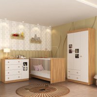 Quarto de Bebê Completo com Berço 3 em 1 para Colchão 130x60cm Brisa Multimóveis MP4525