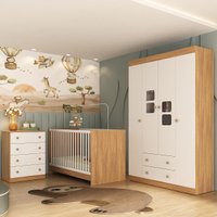 Quarto de Bebê Completo com Berço 3 em 1 com Colchão Incluso Brisa Multimóveis MP4537
