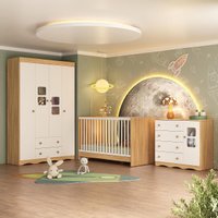 Quarto de Bebê Completo com Berço 3 em 1 com Colchão Incluso Serena Multimóveis MP4535