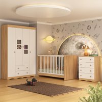 Quarto de Bebê Completo com Berço 3 em 1 com Colchão Incluso Serena Multimóveis MP4539