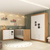Quarto de Bebê Completo com Berço 3 em 1 com Colchão Incluso Brisa Multimóveis MP4533