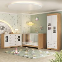 Quarto de Bebê Completo com Berço 3 em 1 para Colchão 130x60cm Serena Multimóveis MP4531