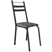 Cadeira Tubular America 061 Cromo Preto Assento Mosaico Silver ARTEF