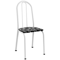 Cadeira Tubular America 050 Branco Assento Preto Flor ARTEF