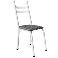 Cadeira Tubular America 061 Branco Assento Mosaico Silver ARTEF