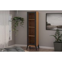 Cristaleira Sala Jantar Malta c/ 1 Porta c/ Vidro Cinamomo - Genialflex