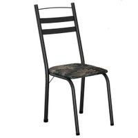 Cadeira Tubular America 061 Preto Assento Floral Dourado ARTEF