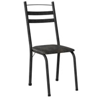 Cadeira Tubular America 061 Cromo Preto Assento Floral Dourado ARTEF