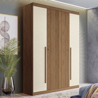 Guarda-Roupa Casal Loanda 4 Portas 2 Gavetas Ripado Flex Jatoba/Areia - Pnr Móveis