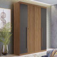 Guarda-Roupa Casal Loanda 4 Portas 2 Gavetas Ripado Flex Jatoba/Grafite - Pnr Móveis
