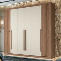 Guarda-Roupa Casal Loanda 6 Portas 4 Gavetas Ripado Jatoba/Areia - Pnr Móveis
