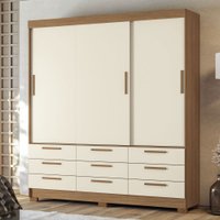 Guarda-Roupa Casal Albatroz 3 Portas 9 Gavetas Jatoba/Areia - Pnr Móveis