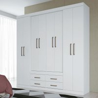 Guarda-Roupa Casal Barbados 8 Portas 4 Gavetas Branco - Pnr Móveis