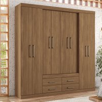 Guarda-Roupa Casal Barbados 8 Portas 4 Gavetas Jatoba - Pnr Móveis