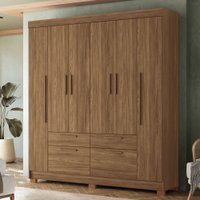 Guarda-Roupa Casal Pérola 6 Portas 4 Gavetas Jatoba - Pnr Móveis