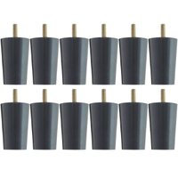 Conjunto 12 Pés de Cama Box Baú Solteiro Casal 6cm Preto Madeira Móveis