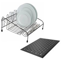 Kit Protetor de Pia e Escorredor de Louças Pratos Talheres Copos Preto Organizador Bancada Cozinha