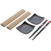 Kit Sushi Mesa Posta Oriental 30 Peças Temakerias Hashis Molheiras Esteiras Sendai Lyor