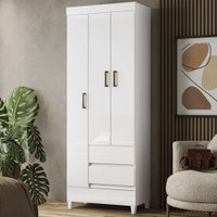 Guarda-Roupa Solteiro Fit 3 Portas 2 Gavetas Branco - Santos Andirá