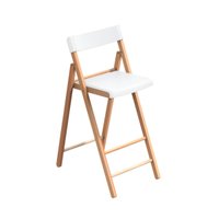 Banqueta Dobrável Alta com Encosto Tramontina Potenza Branca Madeira Tauari Natural