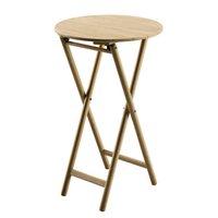 Mesa Dobrável Redonda Alta Tramontina Bossa 60x96 cm em Madeira Tauari Natural