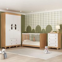 Quarto de Bebê Completo com Berço 3 em 1 para Colchão 130x60cm Aurora Multimóveis MP4556