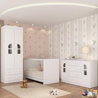 Quarto de Bebê Completo com Berço 3 em 1 com Colchão Incluso Amora Multimóveis MP4577