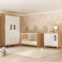 Quarto de Bebê Completo com Berço 3 em 1 para Colchão 130x60cm Aurora Multimóveis MP4552