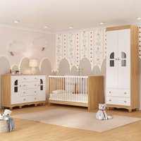 Quarto de Bebê Completo com Berço 3 em 1 para Colchão 130x60cm Aurora Multimóveis MP4564
