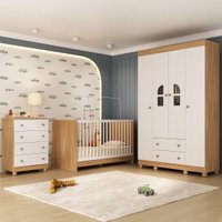 Quarto de Bebê Completo com Berço 3 em 1 para Colchão 130x60cm Nina Multimóveis MP4554