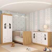 Quarto de Bebê Completo com Berço 3 em 1 para Colchão 130x60cm Amora Multimóveis MP4561