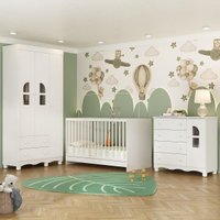 Quarto de Bebê Completo com Berço 3 em 1 com Colchão Incluso Aurora Multimóveis MP4576
