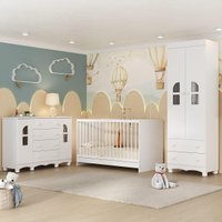 Quarto de Bebê Completo com Berço 3 em 1 com Colchão Incluso Aurora Multimóveis MP4580