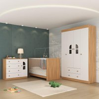 Quarto de Bebê Completo com Berço 3 em 1 com Colchão Incluso Amora Multimóveis MP4565