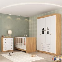 Quarto de Bebê Completo com Berço 3 em 1 com Colchão Incluso Amora Multimóveis MP4569