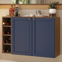 Buffet Aparador com Adega 100cm 2 Portas Rustic/Azul Vik Madesa 16