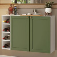 Buffet Aparador com Adega 100cm 2 Portas Branco/Verde Vik Madesa 16