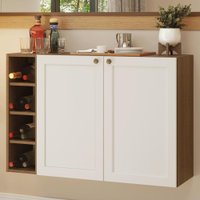 Buffet Aparador com Adega 100cm 2 Portas Rustic/Branco Vik Madesa 16