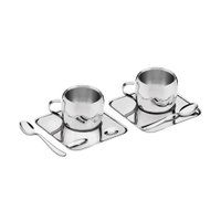 Kit para Café com Xícara, Pires Quadrado e Colher Tramontina 64430800 80ml Inox
