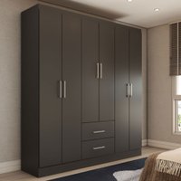 Guarda-Roupa Solteiro Bali 6 Portas 2 Gavetas Preto - Panorama Móveis