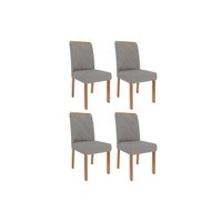 Kit 4 Cadeiras de Cozinha Fernanda Wood 4 Un Carvalho/Linho Grafite - Cimol