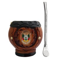 Kit Chimarrão Cuia Gajeta Uruguaia e Bomba Aço Inox 19cm Bojo Pêra