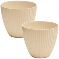 Kit 2 Vasos Cachepots para Plantas Flores Médio 17,5cm Bege Plástico Névoa Lyor Casa Jardim