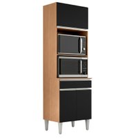 Torre Quente Para Forno E Microondas 202X61cm Andreia Amendoa Preto REAJL Moveis